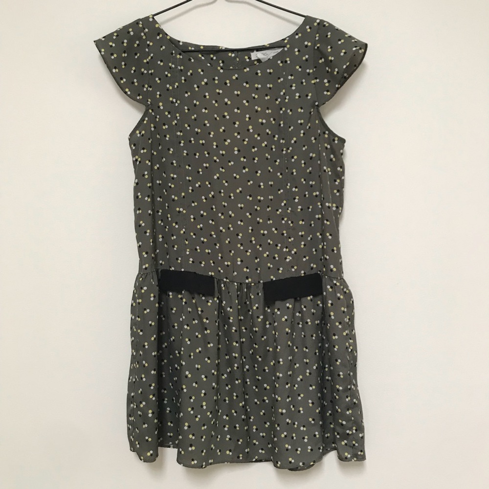 Bcbgeneration Back Cutout Olive Ruffle Dress M - image 1